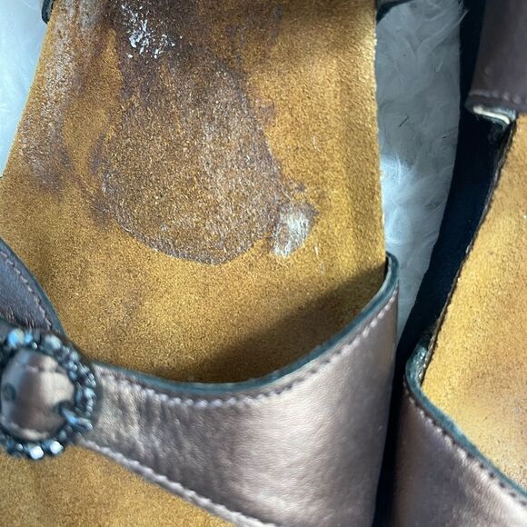 Naot leather metallic brown straps slings back wedge sandals size 10 - Picture 8 of 10